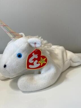 Ty Beanie Baby “Mystic” the Unicorn with Pink Sparkly Horn Coarse Mane (8 inch)